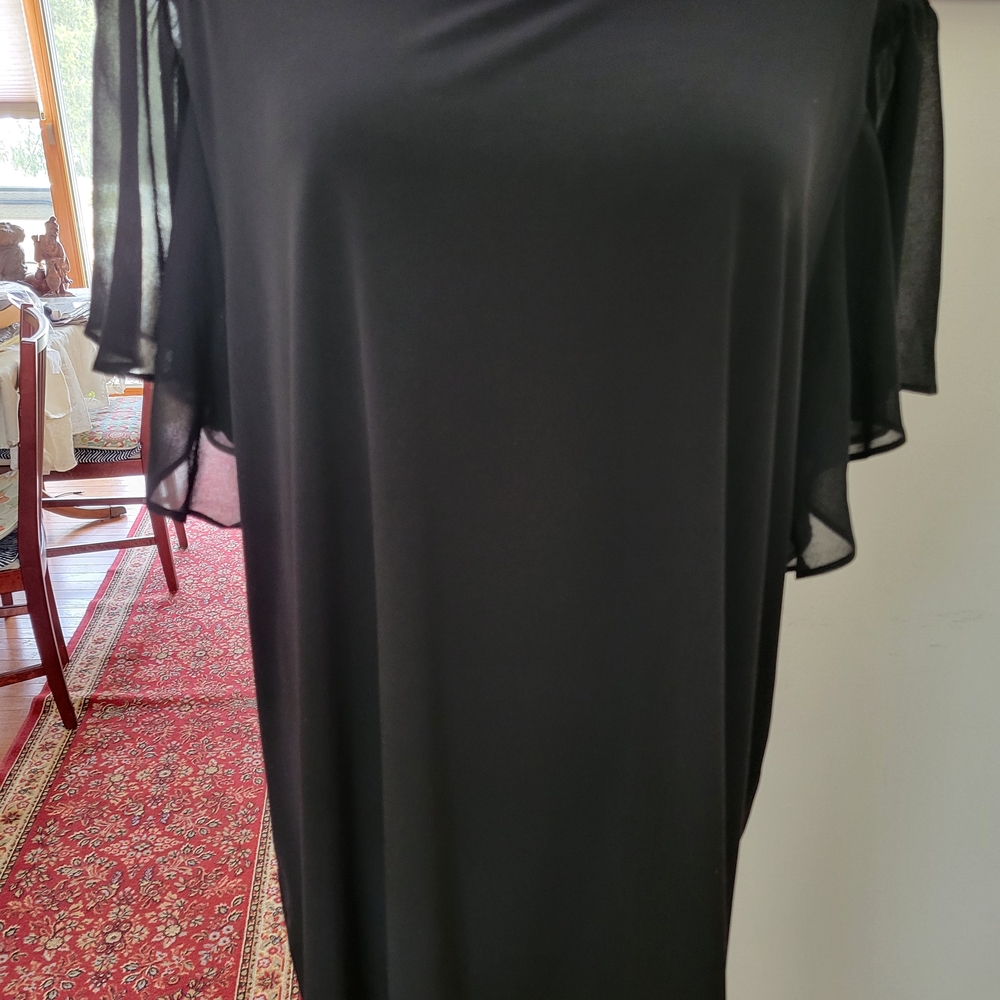 Calvin Klein Black Shirt With Ruffle Sleeves